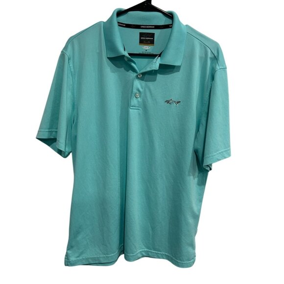 Greg Norman For Tasso Elba Mens Polo Shirt Light Blue M PlayDry Polyester - Picture 1 of 7